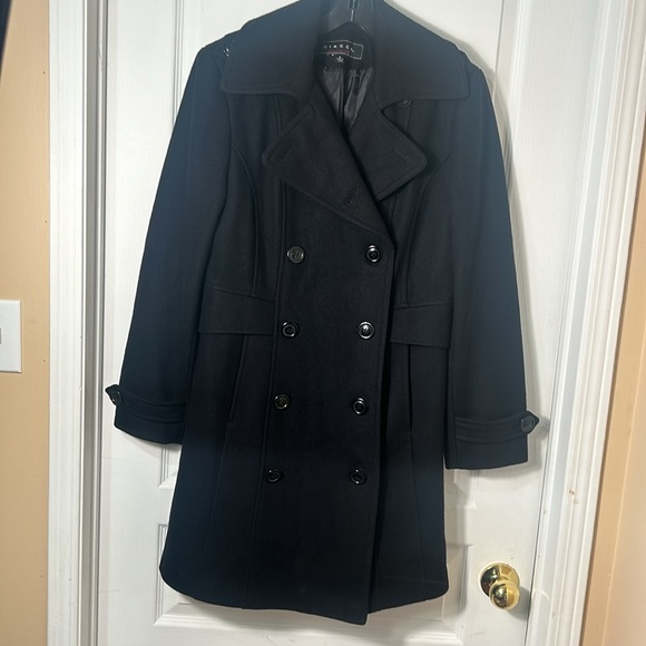 GIACCA DOUBLE BREASTED BLACK WOOL BLEND COAT WOMEN IN SIZE M - Picture 2 of 13